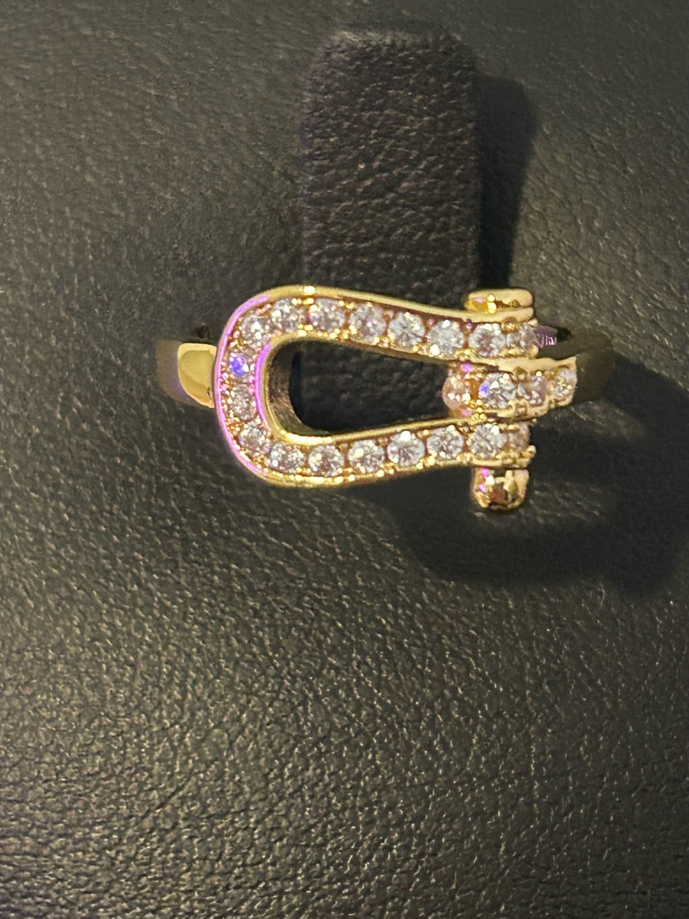 Gold Tone Crystal Buckle Ring - Women Jewelry